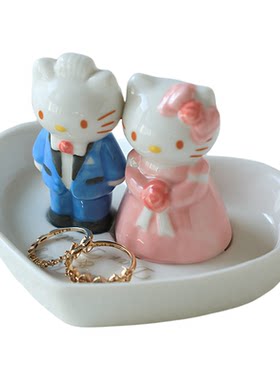 凯蒂猫情侣婚礼首饰碟结婚礼物