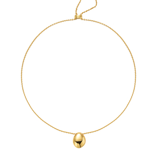 EVESENSE经典时髦金色镀18K金项链椭圆蛋形雕塑感毛衣链锁骨链女