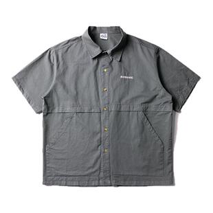 GOKIGA宫崎迦夏季日系纯棉短袖衬衫男宽松百搭工装衬衫外套男1719