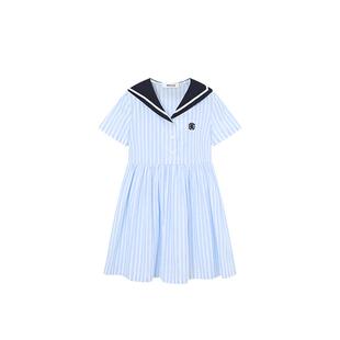 RBIGX瑞比克童装夏季新款撞色翻领学院风女童设计感水手服连衣裙