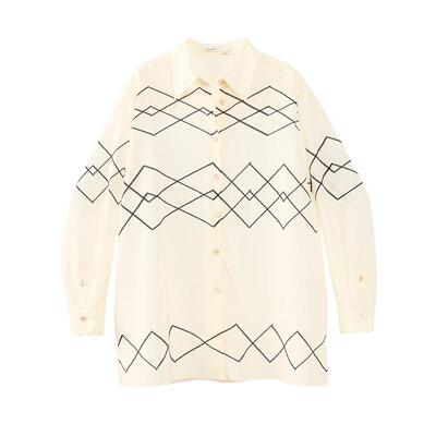 WHM印花丝棉翻领宽松衬衫