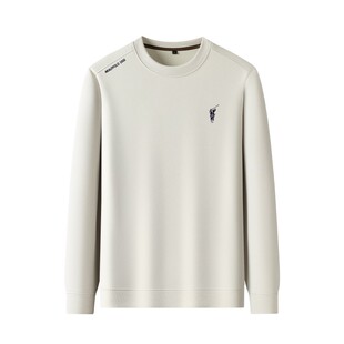 冬季轻奢风男士圆领卫衣加绒加厚长袖保暖打底衫中青年印花上衣潮