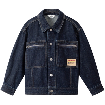 安奈儿童装男童牛仔外套秋时尚休闲全棉工装宽松简约时尚