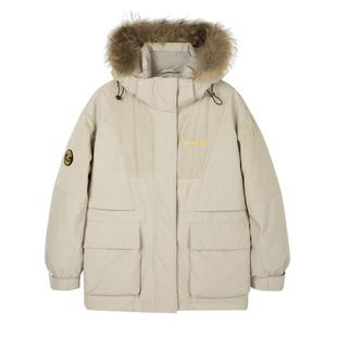 雪中飞秋冬学生潮流校园情侣男女短款貉子毛领羽绒服灯芯绒外套