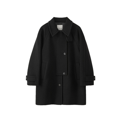 EAAH 韩国品牌 2025秋冬女款毛呢外套半巴尔马康羊毛大衣中长款