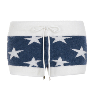 H家欧美女装 美式辣妹y2k撞色星星印花毛织短裤百搭小众休闲热裤