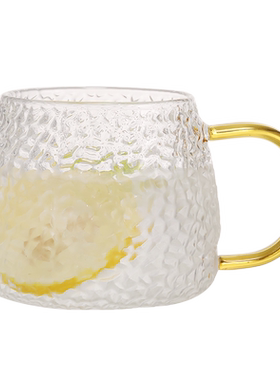 玻璃杯日式大容量耐高温锤纹茶杯