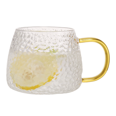 玻璃杯日式大容量耐高温锤纹茶杯
