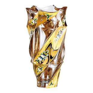 捷克进口BOHEMI进口水晶玻璃描金法琅摆件北欧客厅水养插花花瓶