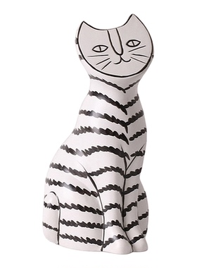 抽象创意陶瓷手绘黑白线雕塑摆件