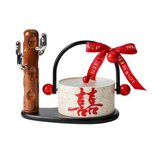 中式双喜福字陶瓷果盘家居客厅茶几装饰果篮喜庆风格送新人乔迁礼