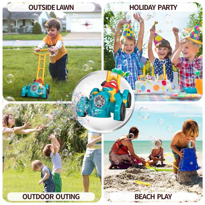 新款割草机泡泡推车电动全自动户外灯光玩具手推泡泡儿童吹泡泡机
