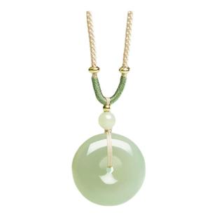 普陀山文创集和田玉平安扣吊坠女款真品玉石项链送女朋友的礼物