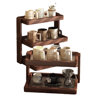 桌面杯架子置物架高级感餐桌台面水杯茶杯收纳咖啡杯展示架中古风