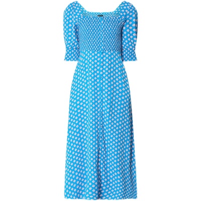 WHISTLES浅蓝波点方领连衣裙