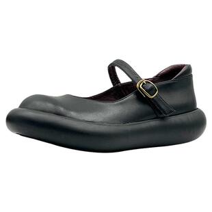 一席之地真皮超轻平底一字带玛丽珍高脚面宽脚掌休闲学院风女鞋