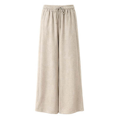 米色羊羔绒运动卫裤女秋冬