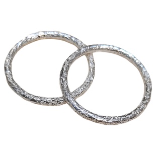 糖纸S999足银戒指素圈小众设计简约指环女小指尾戒男纯银闭口锤纹