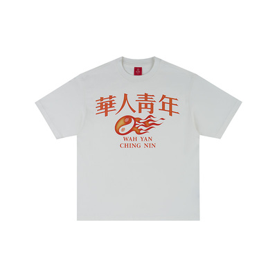 华人青年2026春夏新款太极火焰印花短袖情侣款凉感速干宽松T恤潮