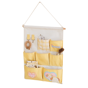 布艺收纳挂袋悬挂式可爱大学生宿舍整理用品大全置物袋床头置物架