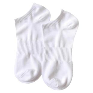 5双 袜子短袜男船袜黑白纯色夏季薄纯棉吸汗防臭篮球运动袜女低帮