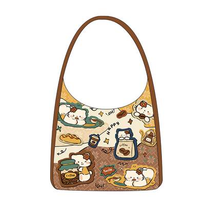 尼睿可爱猫猫咖啡单肩包