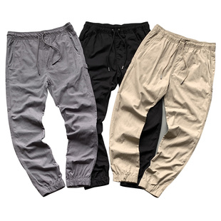 狠货美式洗水修身弹力立体剪裁工装jogger pants束脚裤男