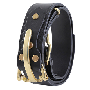 手工骑兵扣纯铜皮带 柒名氏真皮头层皮复古阿美咔叽植鞣皮腰带