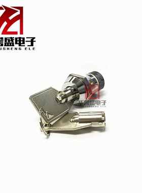 19MM电子锁 S1902 电源开关锁钥匙开关 4脚2档电梯基站 双拔 单拔