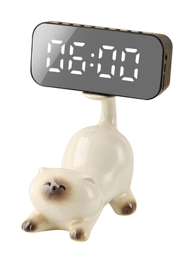 创意轻奢高档家居客厅桌面时钟装饰品高级感陶瓷钥匙收纳玄关摆件