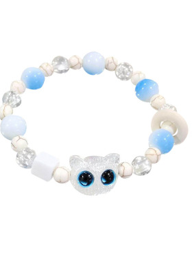 夏季新款奶块呆萌黑芝麻猫咪手串冰透渐变情侣闺蜜百搭学生手串女