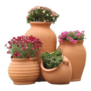 特大包邮粗陶红泥陶瓷罐大号清仓红陶花盆组合户外庭院陶罐土陶盆