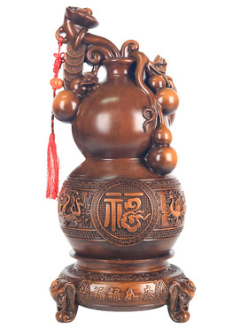 《福禄如意葫芦》带转盘可旋转客厅大堂摆件（直径21高42cm）YW