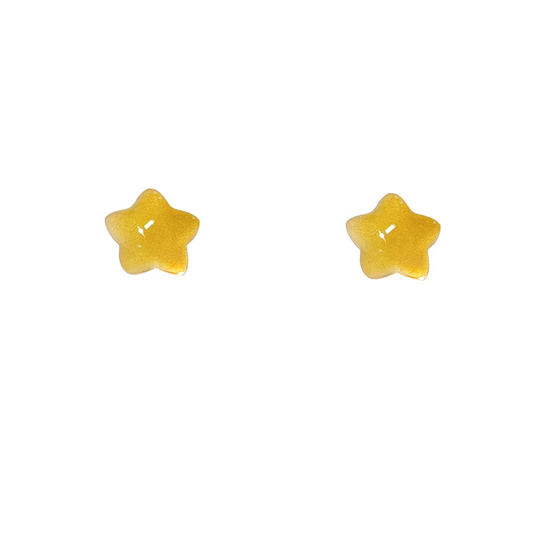 原创简约冷淡风黄色星星耳钉韩国气质网红树脂耳饰耳夹女学生春夏