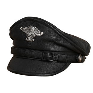 德国真皮平顶大盖帽机车哈雷贝雷帽男英伦德式复古短檐水手船长帽