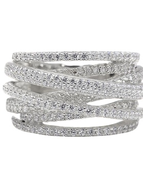 轻奢满钻多层缠绕戒指女