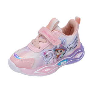 女孩拉布布鞋子儿童公主运动鞋女宝闪灯鞋软底发光库洛米女童亮灯