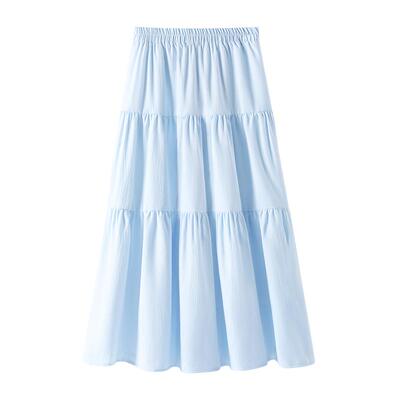 班尼路蓝色宽松长款半身裙