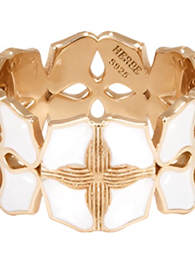 HERBE合璧 白瓷柿蒂戒指 中版 冷珐琅东方白 纹样手工拉丝工艺