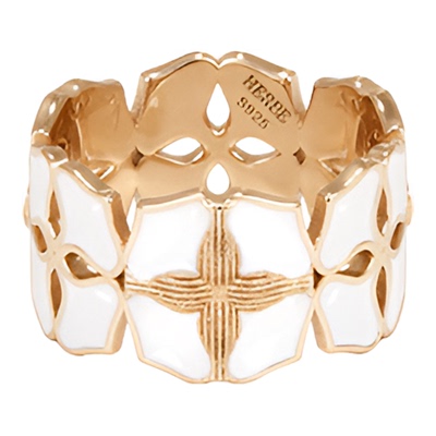 HERBE合璧白瓷柿蒂纹样戒指中版手轻奢高级新年礼物小众设计