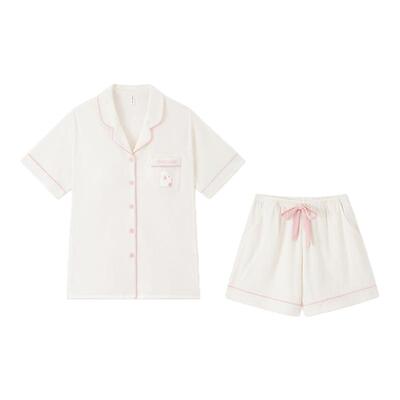 BE小兔子带胸垫抗菌纯棉睡衣女秋