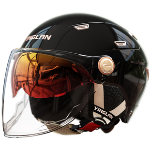 营缆头盔男士电动车3c认证复古四季通用冬季保暖半盔摩托车安全帽