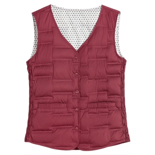 雅鹿羽绒马甲女2025年秋冬新款v领白鸭绒修身显瘦保暖内穿马夹