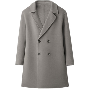 海澜之家男士双面呢大衣2025新款冬季100%纯羊毛保暖中长款外套男