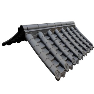 60超大号双面树脂徽派建筑瓦仿古屋檐一体围墙头瓦帽小吃车车顶盖