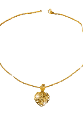 甜美镀24K仿真黄金色爱心项链女