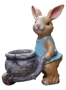 兔子花缸幼儿园卡通风玻璃钢摆件