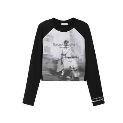 REVAN芮范设计师款趣味闪粉印手表长袖T恤RM91001087