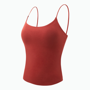 2025年秋季新款爆款红色裸感无痕免穿内衣一体式带杯保暖背心bra