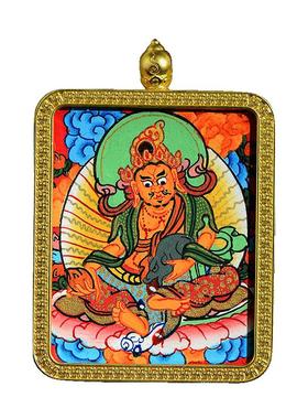 黄财神手绘小唐卡民族风项链吊牌